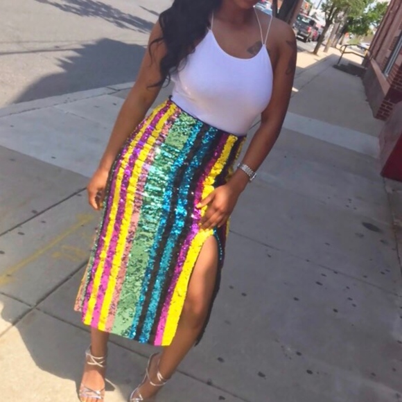 **LAST ONE SIZE SMALL** Sequin Stripe Skirt - Picture 5 of 7